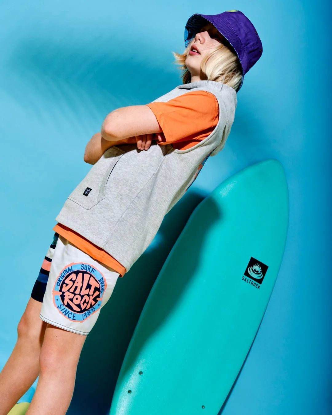 SR Original - Kids Sleeveless Pop Hoodie - Grey