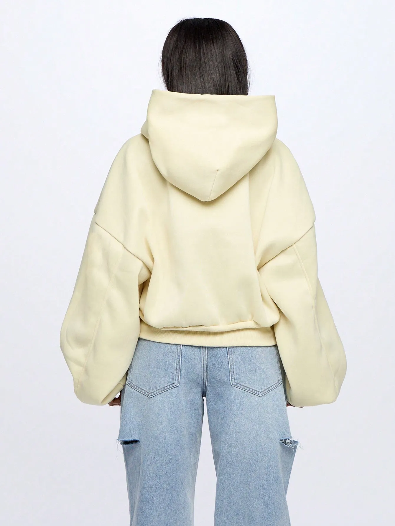 SUMWON WOMEN Oversized Cropped Hoodie With Embossed Logo