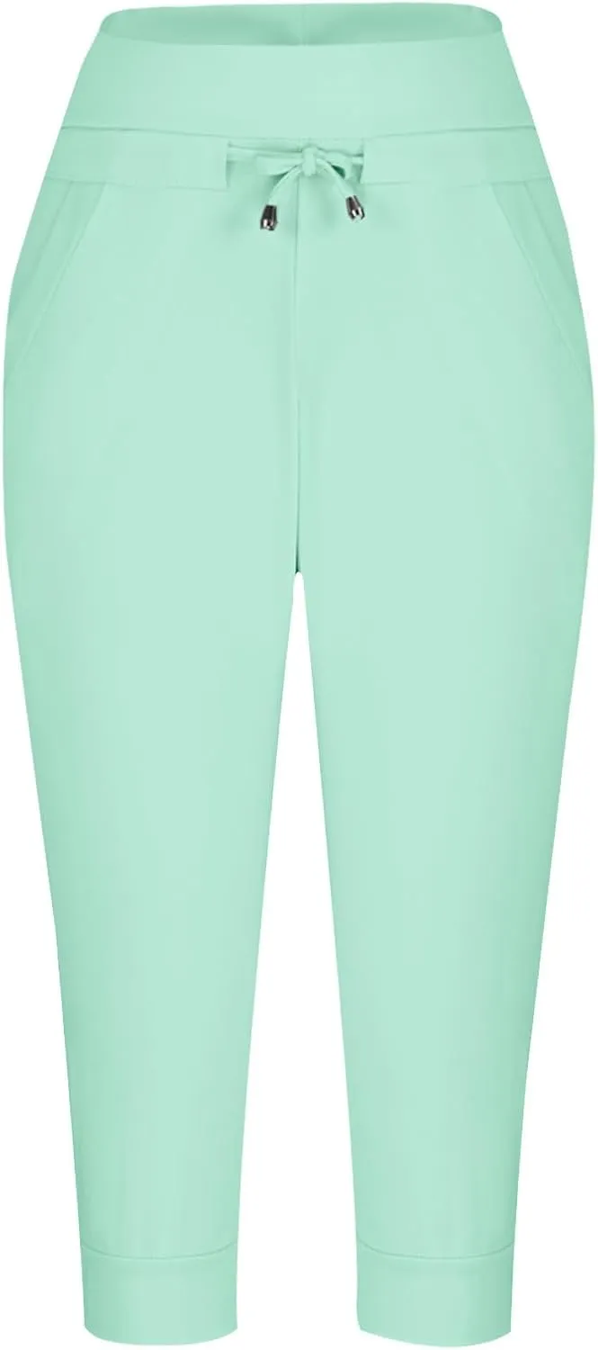 TANGNADE Women's Sweatpants Capri Pants Cropped Jogger Running Loose Lounge Pants Drawstring Waist with Pockets