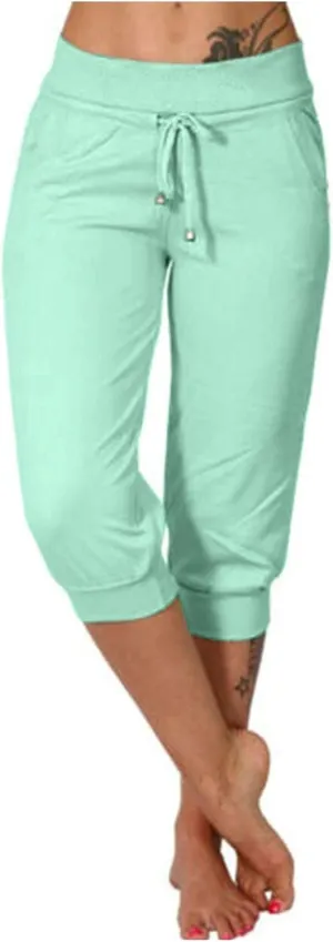 TANGNADE Women's Sweatpants Capri Pants Cropped Jogger Running Loose Lounge Pants Drawstring Waist with Pockets