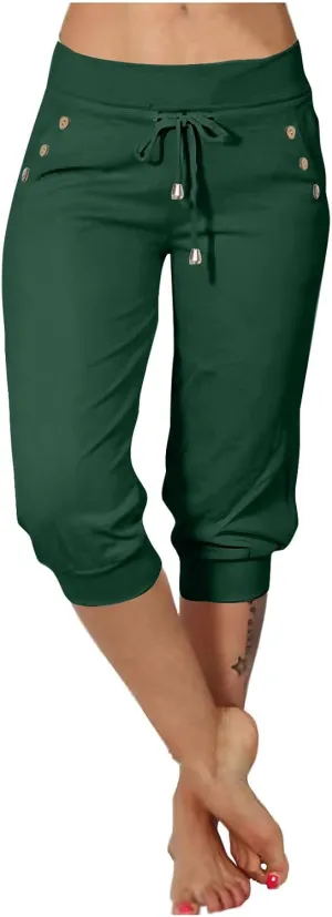 TUNUSKAT Womens Capri Sweatpants Lounge Cropped Joggers High Waisted Running Hiking Capris Stretch 3/4 Yoga Pants with Pocket