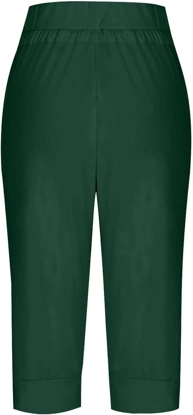 TUNUSKAT Womens Capri Sweatpants Lounge Cropped Joggers High Waisted Running Hiking Capris Stretch 3/4 Yoga Pants with Pocket
