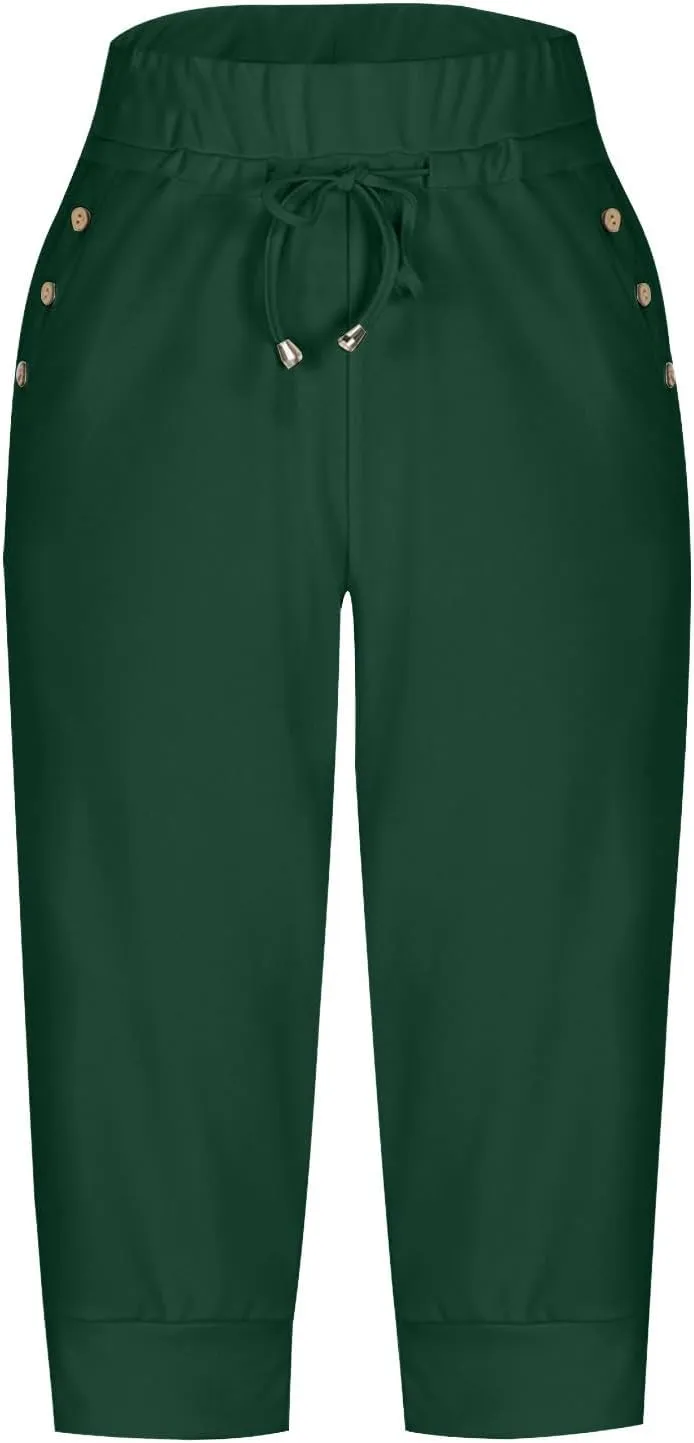 TUNUSKAT Womens Capri Sweatpants Lounge Cropped Joggers High Waisted Running Hiking Capris Stretch 3/4 Yoga Pants with Pocket