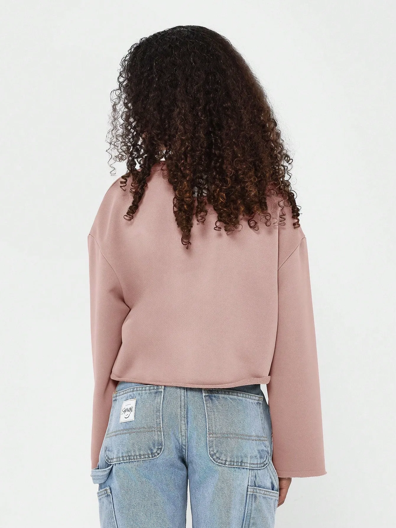 Tween Girls Crop Fit Flare Sleeves Essential Sweatshirt