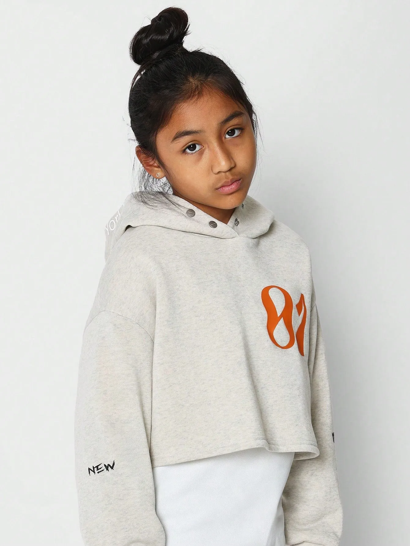 Tween Girls Overhead Crop Fit Hoodie With Back Print
