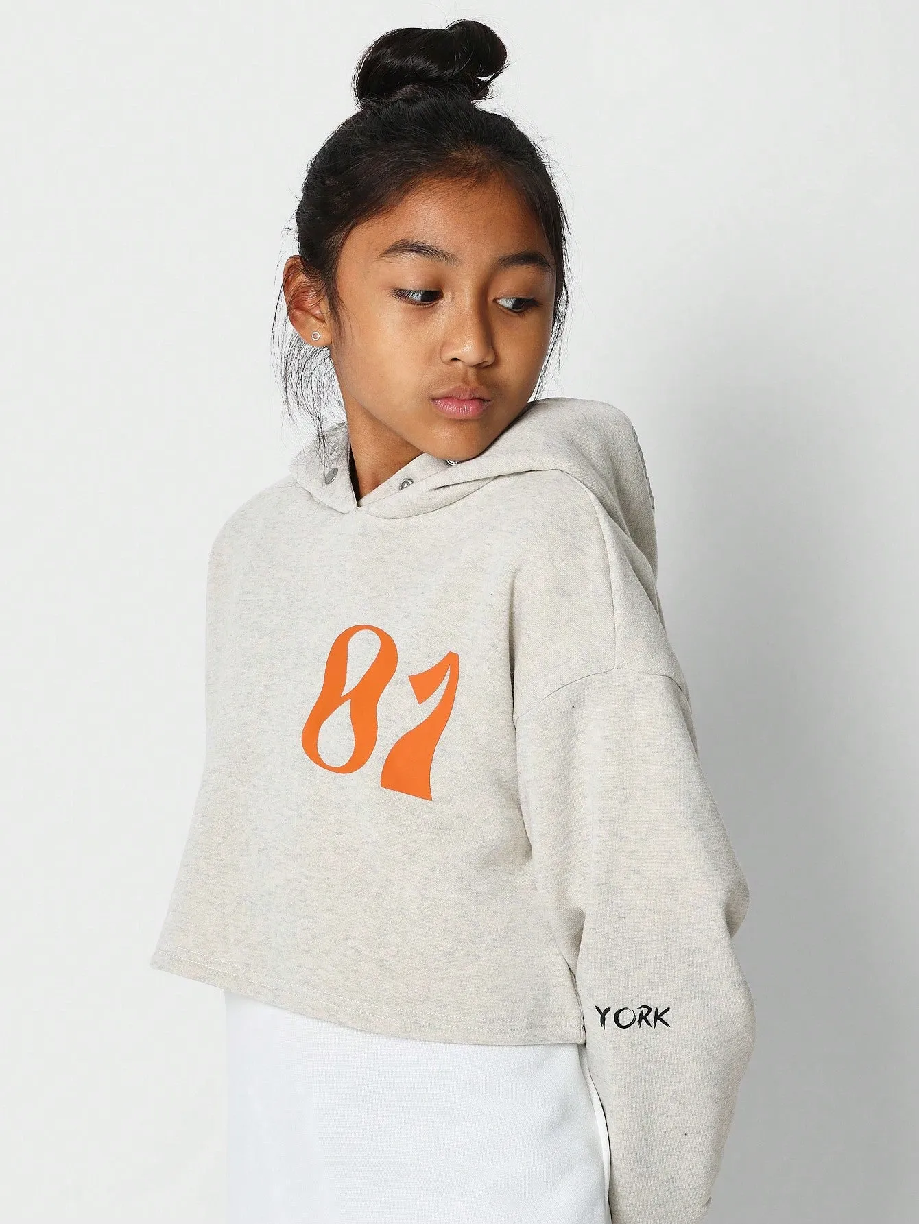 Tween Girls Overhead Crop Fit Hoodie With Back Print
