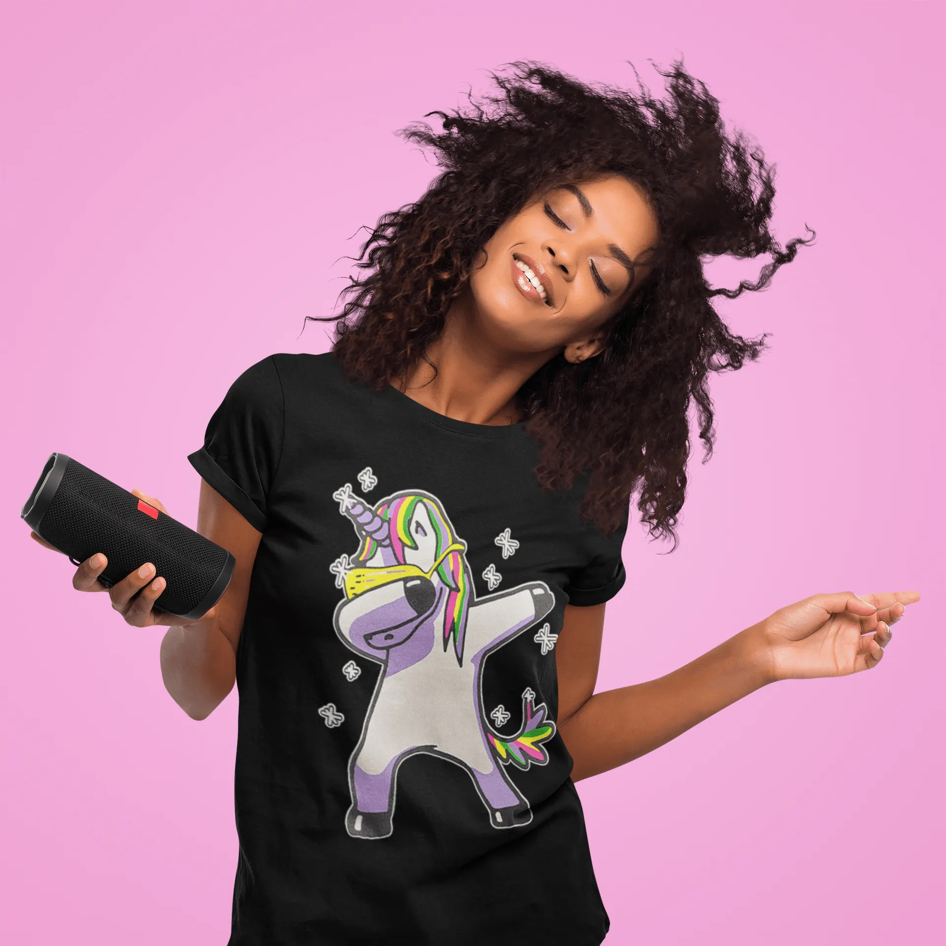 Unicorn T-shirt Dabbing Rainbow Unicorn Short Sleeve 100% Cotton Lightweight Unisex Crew Neck Top