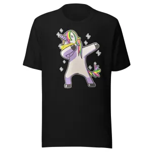 Unicorn T-shirt Dabbing Rainbow Unicorn Short Sleeve 100% Cotton Lightweight Unisex Crew Neck Top