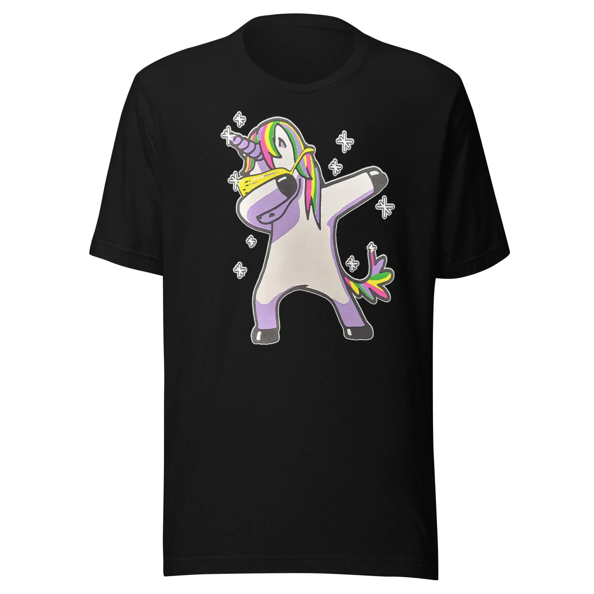 Unicorn T-shirt Dabbing Rainbow Unicorn Short Sleeve 100% Cotton Lightweight Unisex Crew Neck Top