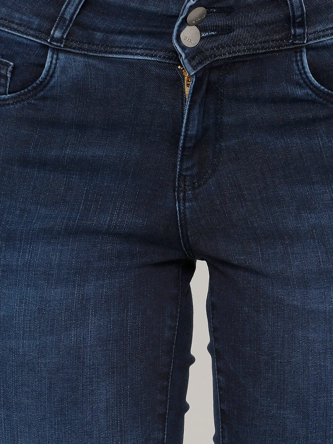 Women Dark Blue Mid-Rise Slim Capri