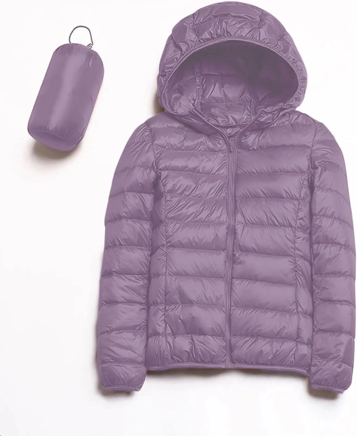 Women's Lightweight Hooded Down Jacket Packable Puffer Coats,Puffer Jacket Hooded Windproof Winter Coat