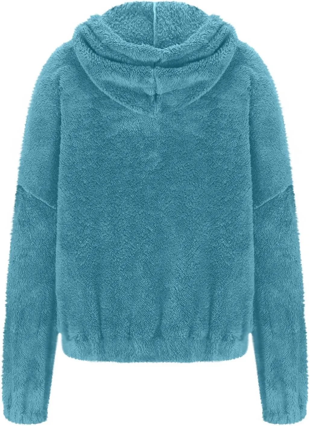 Womens Winter Fashion Sherpa Jacket Fleece Warm Drawstring Hoodie Outwear Zip Pockets Plush Sweatshirt Thick Fuzzy Coat